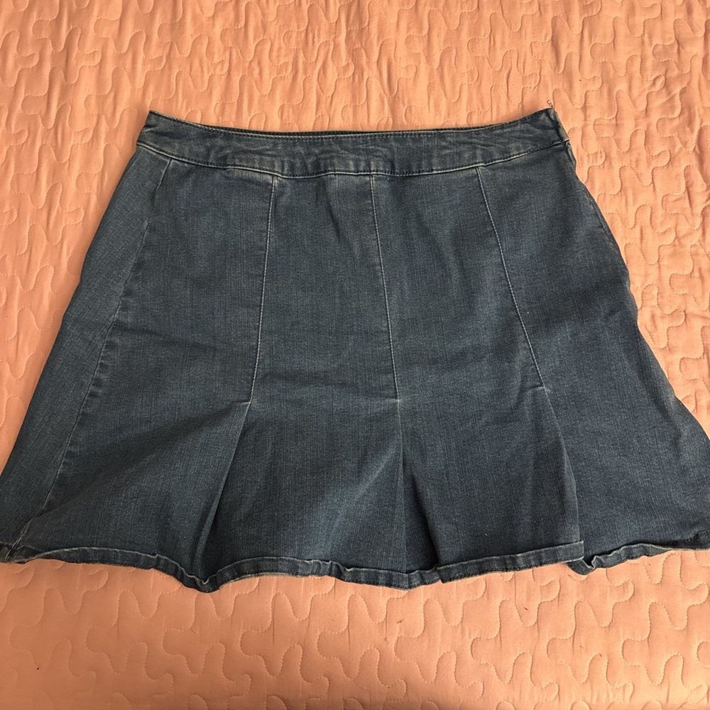 SO High Rise Denim Tennis Skirt